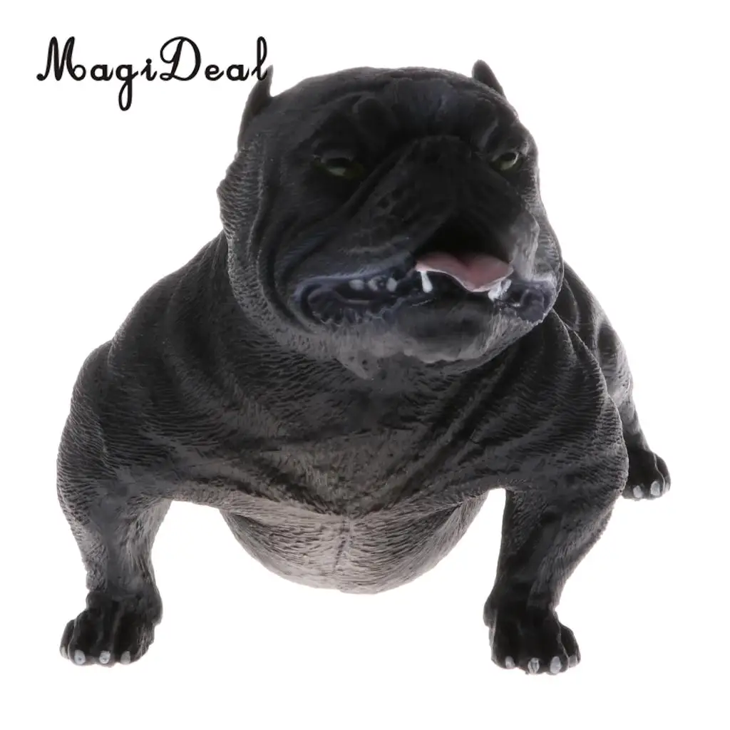 MagiDeal Lifelike American Door Guard Bully Dog Pitbull Plastic Animal Model Figurine Miniature Ornament Kids Toy Home Decor 