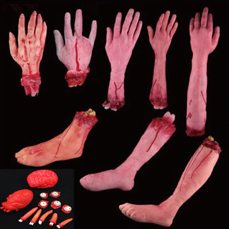 Halloween April Fool 's Day tricky mischief Scary Props Toy Latex Bloody Cut artificial Broken hands fingers walking dead zombie