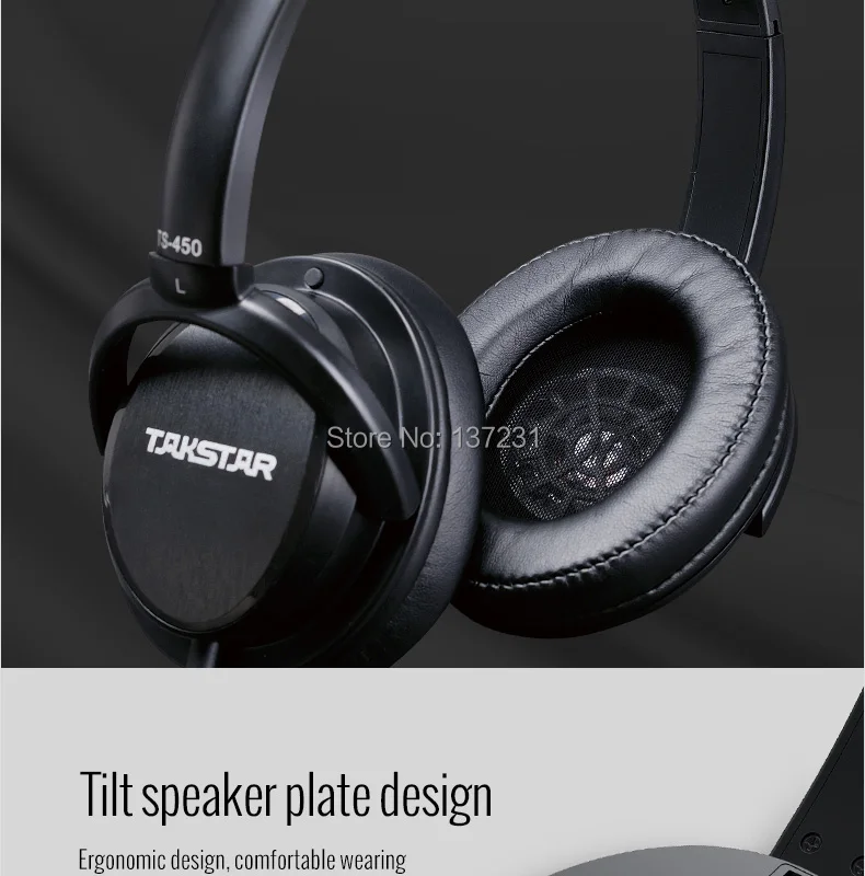 TAKSTAR TS-450 динамические стерео-мониторы наушники над ухом гарнитура тяжелого баса для музыкальная запись мониторинга благодарения аудио