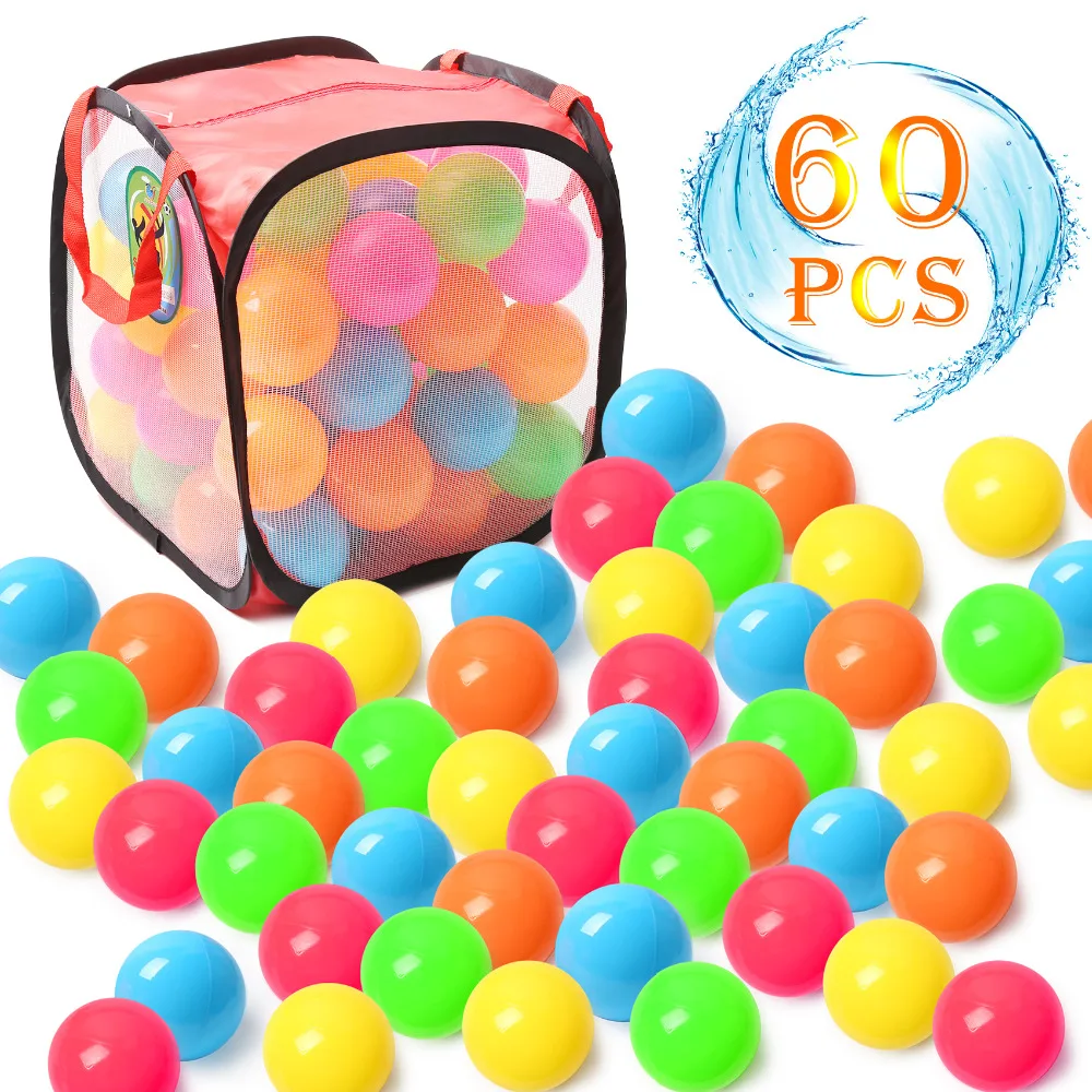 

60pcs 7cm Assorted Plastic Toy Balls Pit Balls Kit Early Development Play Balls Toy Set for Kids Pop Up Balls for Tent Swim