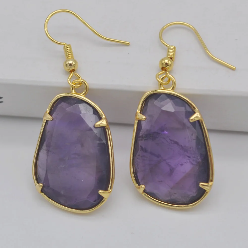 Purple Crystal Stone Dangle Earrings Jewelry For Woman Gift T280in Drop Earrings from Jewelry
