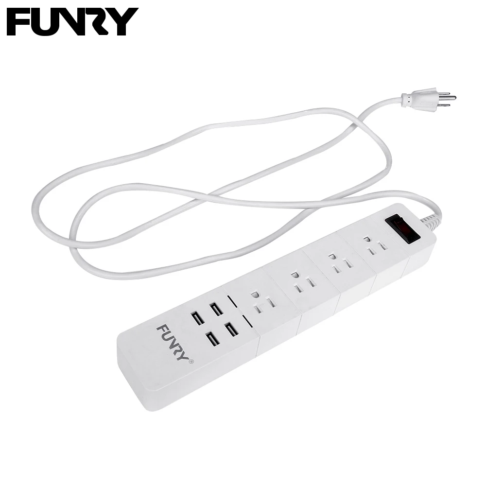 

Original Funry C138 US Power Strip 125V 15A Multi-function Portable Socket Outlet 4 Jack 4 USB 2.4A Interface OCP Certification