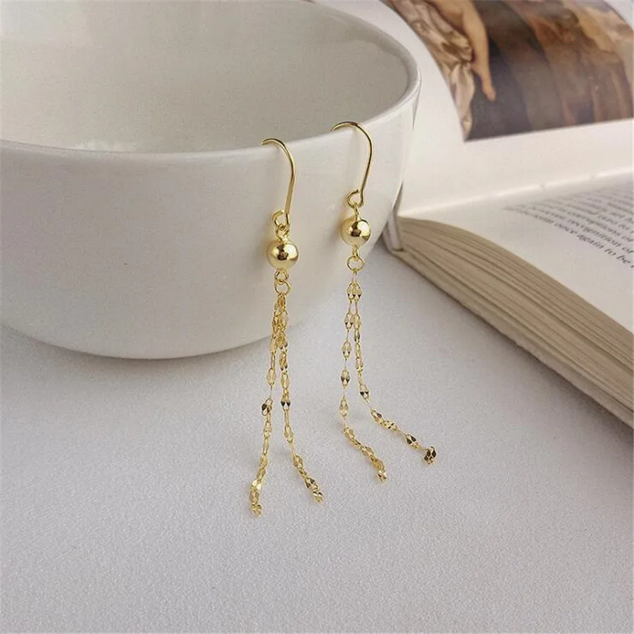 

YIKUF88 S925 Sterling Silver Earrings Long chain style earrings for women fine jewelry