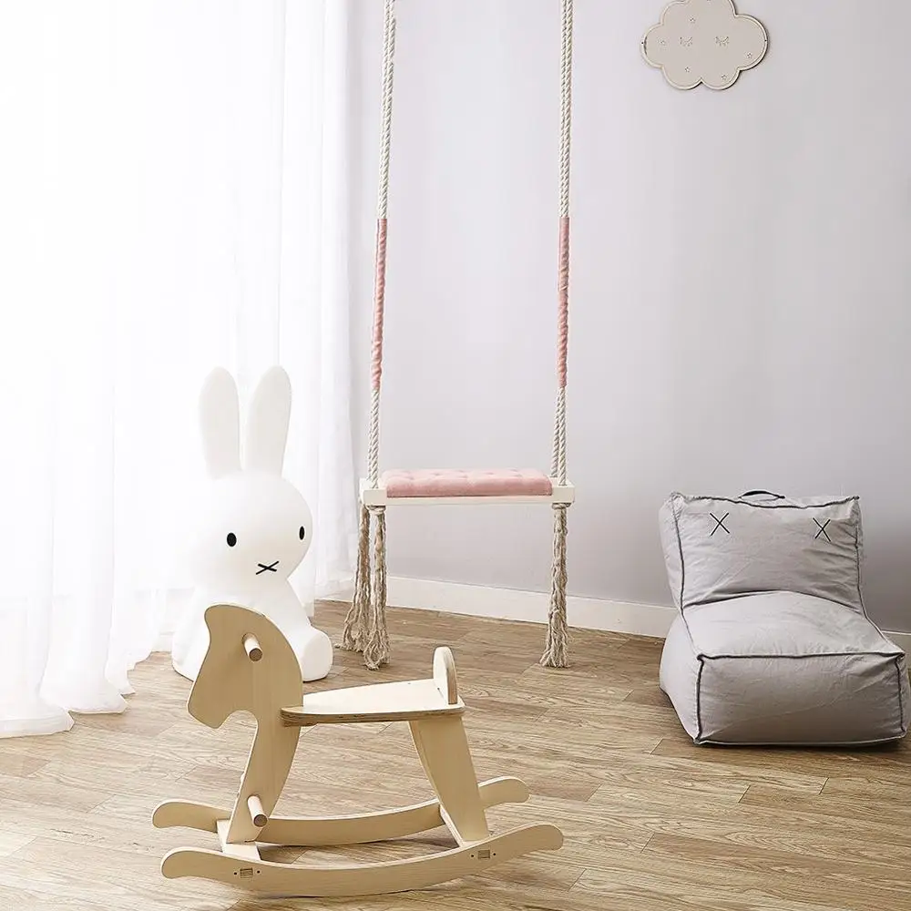 Детское кресло-качалка Висячие качели набор Детская игрушка качалка цельное деревянное сиденье с подушкой безопасность младенец Spullen Крытый ребенок украшение комнаты
