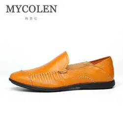 MYCOLEN 2019 Высокое качество пояса из натуральной кожи обувь роскошные модные для мужчин бизнес мужской Лоферы для женщин удобные туфли без