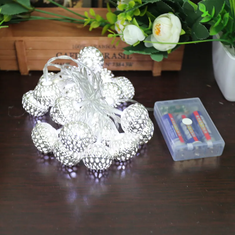 20 Led пустотелый шар железная Светодиодная лампа аккумулятор декоративный