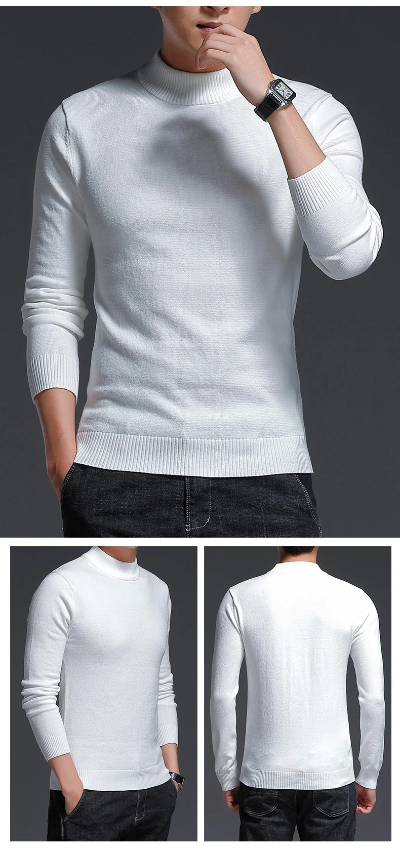 Brand New Casual Sweater Men Pullovers Thick Warm Autumn Fashion Style Cashmere Sweater Male Solid Slim Fit Knitwear Pull Coat