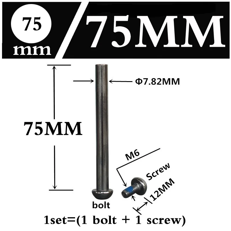 M6 и 8*29 33 45 50 54 57 70 мм скутеры роликовые коньки велосипедный велосипед амортизаторы гайка и Болты Винты серебро 1 комплект - Цвет: 75mm
