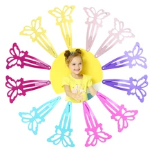 12 шт. детские заколки для волос с бабочками для девочек, детские аксессуары для волос, милые заколки для волос, детские женские заколки, цветные металлические заколки