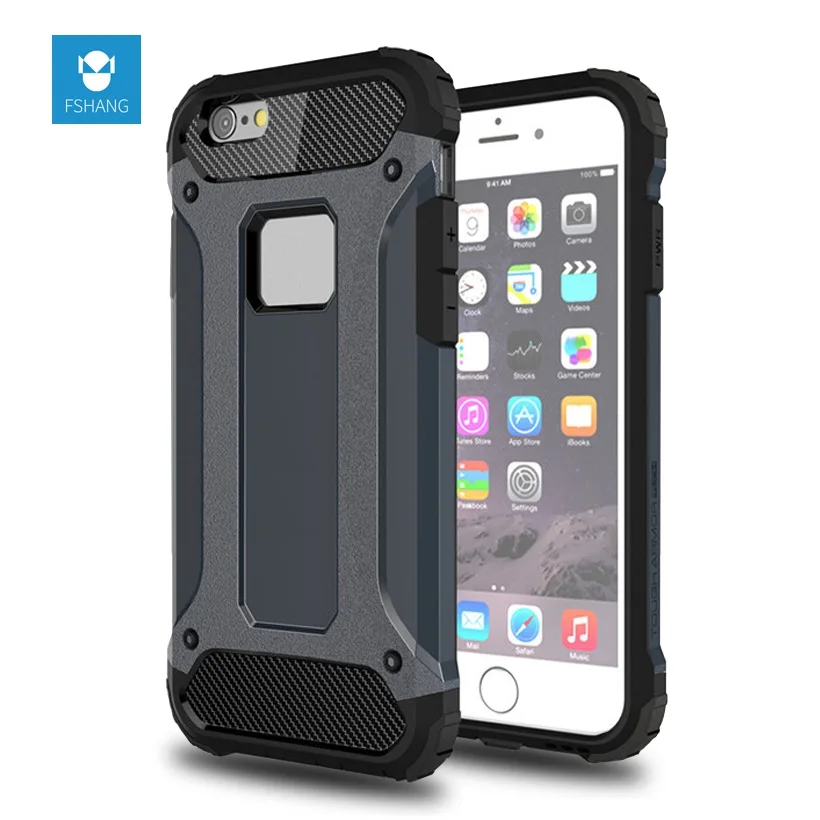 Fshang анти стук чехол для iPhone 6 S Plus 360 градусов тяжелых силиконовая pc phone case iphone плюс