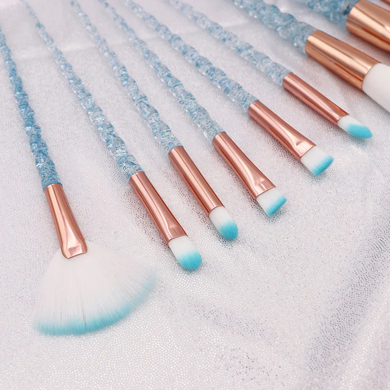 

10pcs Blue Unicorn Makeup Brushes Set Powder Eyeshadow Foundation Lip Brush Crystal Diamond Make up brush Kits maquiagem