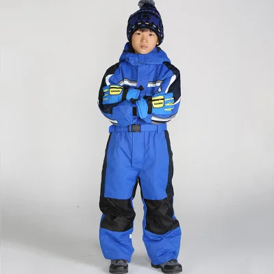 Верхняя одежда для детей; теплые лыжные куртки; утолщенный детский лыжный костюм; комплекты одежды для мальчиков и девочек; зимние детские комбинезоны для От 2 до 7 лет - Цвет: Синий