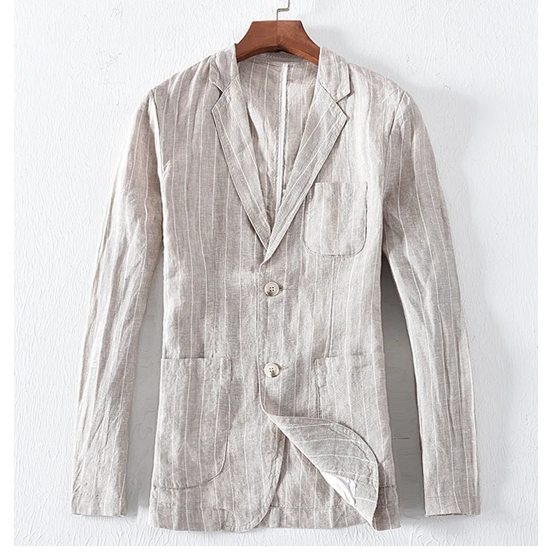 2019 Mens linen Suits with Stripe Men's Blazer Slim Fit Wedding Male Groom Tuxedos suit Prom costume homme 2019 Mens linen Suits with Stripe Men's Blazer Slim Fit Wedding Male Groom Tuxedos suit Prom costume homme