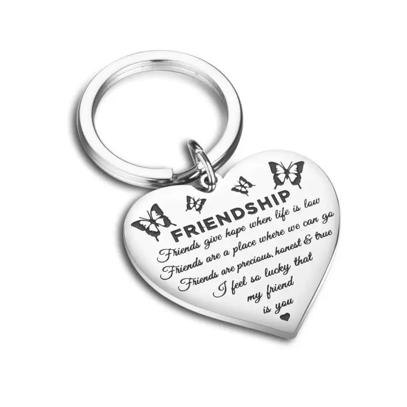 

Stainless Steel Friendship Key chain Pretty Heart Butterfly Friendship Keychain Personalized Jewelry for Your Best Friends