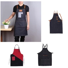 Парикмахерская накидка для стрижки волос противообрастающая джинсовая ткань Рабочий Фартук Кафе Кухня кулинарные нагрудники Аксессуары для укладки волос