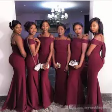 Cheap Sexy Mermaid Off Shoulder Burgundy Cheap Bridesmaid Dresses Plus Size Party Prom Dresses 2017 Formal Bridesmaids Gown