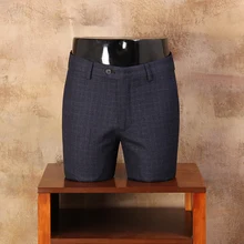 Мужские новые летние модные облегающие мужские повседневные брюки прямое платье мужской деловой костюм обтягивающие брюки клетчатые синие для мужчин CBKZ021