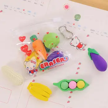 

4 pcs/pack Creative Vegetable Fruit Drawing Eraser Primary Student Prizes Promotional Gift Stationery