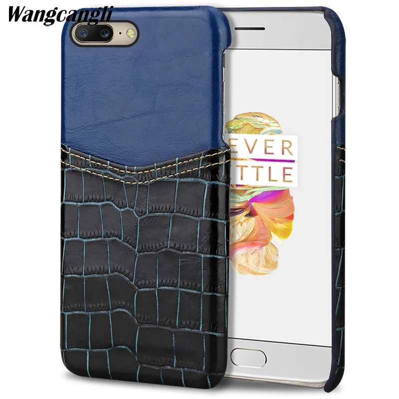 

Crocodile pattern and wax leather mixed color Half pack case For Oneplus 6 Genuine Leather phone case protection cover