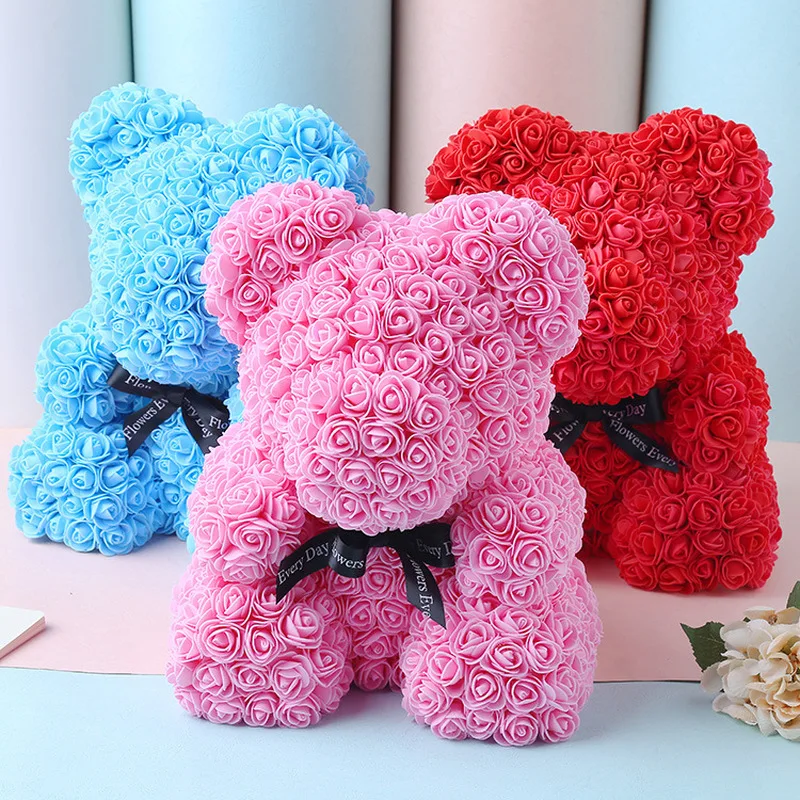 Valentines Romantic Gift Box PE Rose Bear Artificial Rose Decorations Cute Cartoon Girlfriend Kid Gift Wedding Favors and Gifts