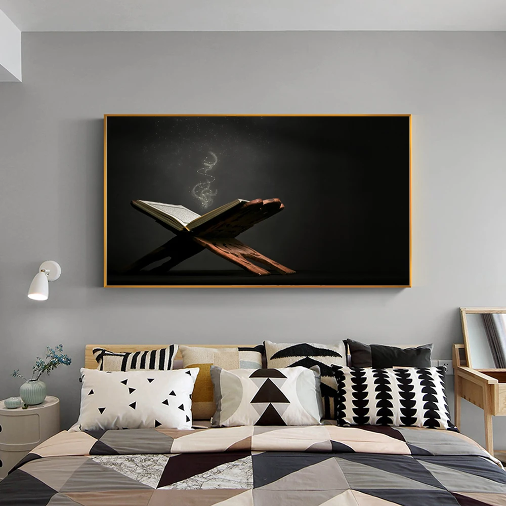 

SPLSPL Islam Mosque Quran Wall Art Canvas Paintings On The Wall Islamic Book Holy Quran Decorative Pictures For Living Room
