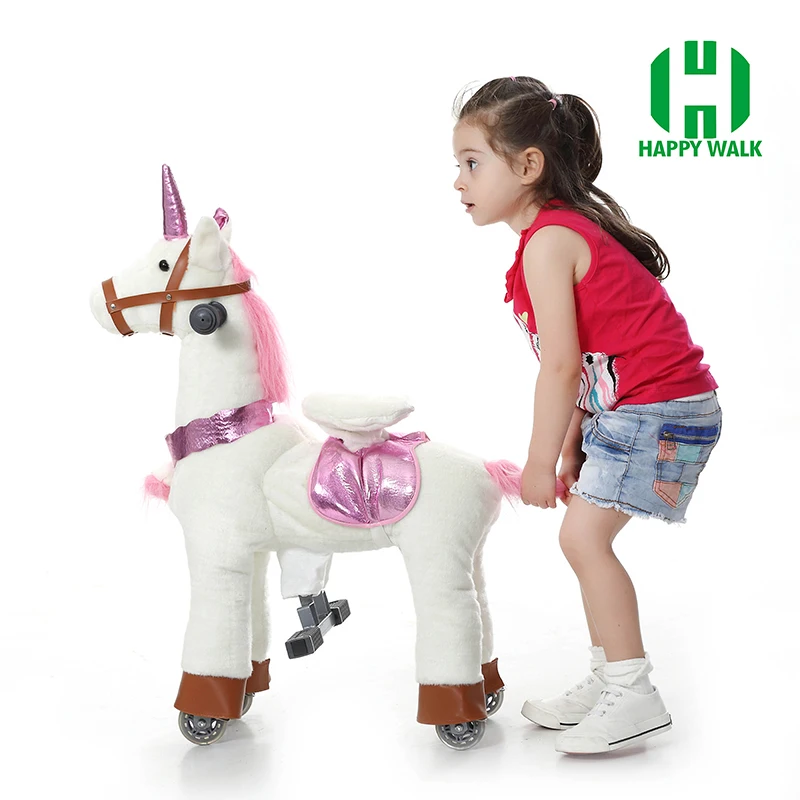 Action Pony Small Walking Mechanical Horse Toy Ride on Bounce up and down and Moving Horse for Children 3-7 Years Boys Girls