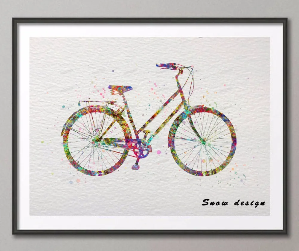 DIY Original watercolor Bicycle pop wall art canvas painting Bike ...