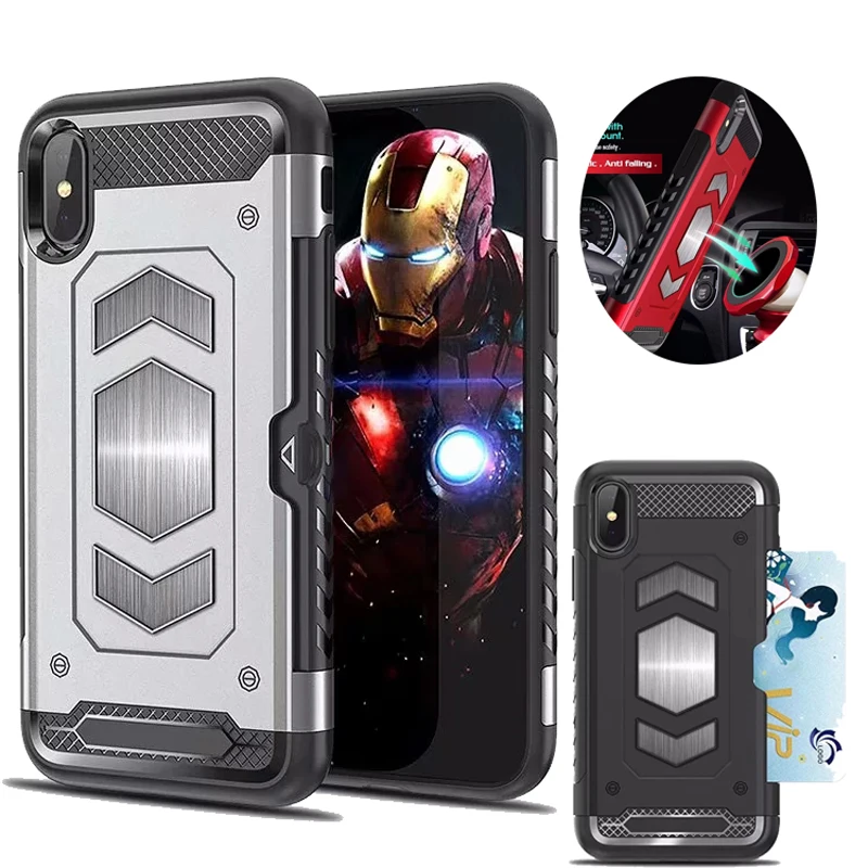 

For iphone 7 8 6 6S Plus Magnetic Car Armor Card Case For iphone X XR XS Max 5 5S SE Shockproof Suction Phone Back Cover Case