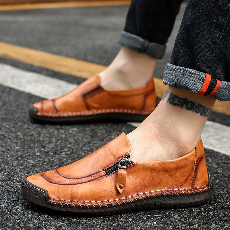 

Moccasins Men Shoes Male Loafers Flats Genuine Leather Comfortable Casual Boat Walking Driver Footwear Gommino Driving Shoes