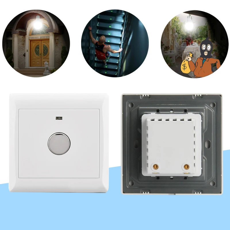 

Durable Switch Panel Touch Switch Energy Saving Lighting Wall Mount Delay Switch 10A White