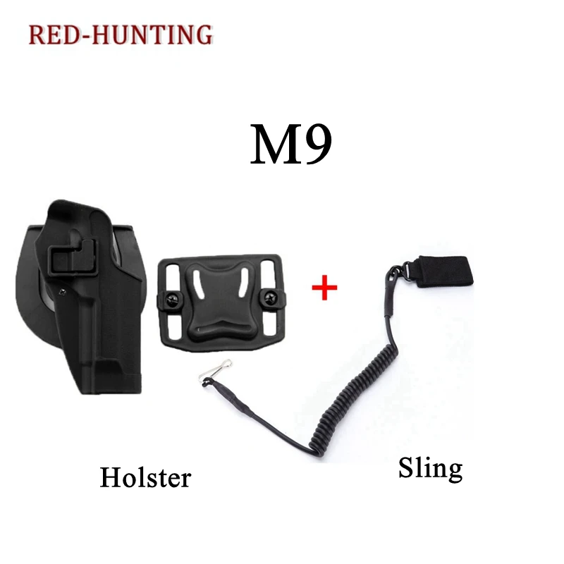 

Tactical Airsoft Pistol M9 Holster with Gun Sling MOLLE Adapter Pouch Waist Gun Holster for M9 M92