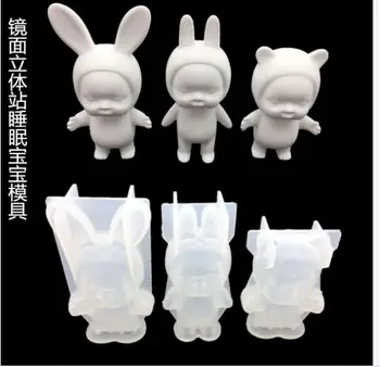 

3D Crystal Epoxy Mirror stereo station sleep/demon baby mold silicone aromatherapy plaster mould
