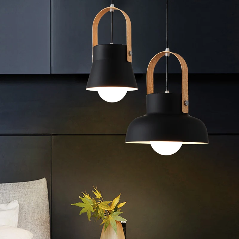 Скандинавские креативные черно-белые алюминиевые прикроватные лампы Современная минималистская одежда для кафе-бара, магазина подвесные светильники для кухни