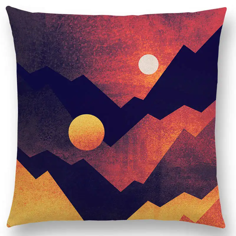 Солнечные и лунные Dreamy Peaks подушки рождественские Красочные горы Чехлы для подушек геометрический узор Декор диван бросок наволочка - Цвет: 12