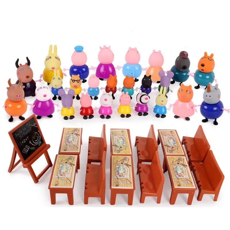 Peppa Pig Toys Plastic Pvc Dad Mom Piggy Teacher Action Figure Anime Toys Set For Kids Children Action Toy Figures Aliexpress - piggy game roblox toys