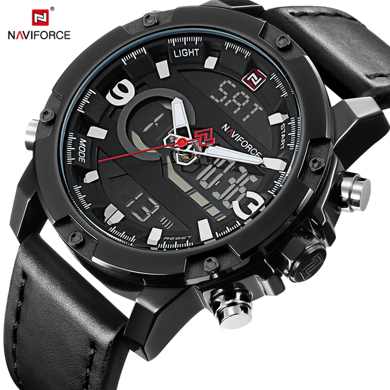 

NAVIFORCE Leather Watches Men's Analog Quartz Wristwatches Fashion Sport Army Military Watch Male Clock Relogio Masculino