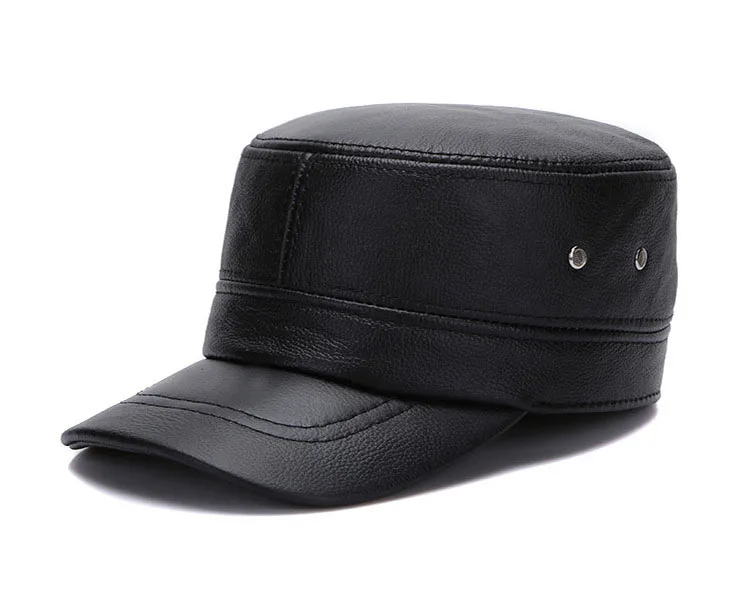 [AETRENDS] плоская шапка, натуральная кожа, военные шапки для мужчин, зимняя теплая шапка с ушками, Z-5491