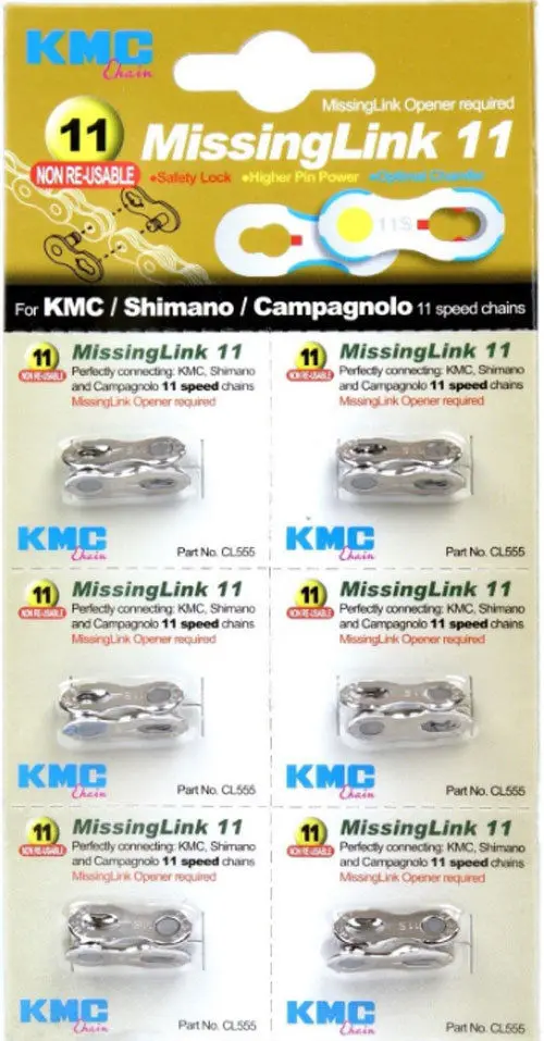 Best 6-PACK (one card) Genuine KMC MTB Bicycle Chain Link Missing Links MissingLink 6 / 7 / 8 / 9 / 10 / 11 speed Magic Button Chains 2