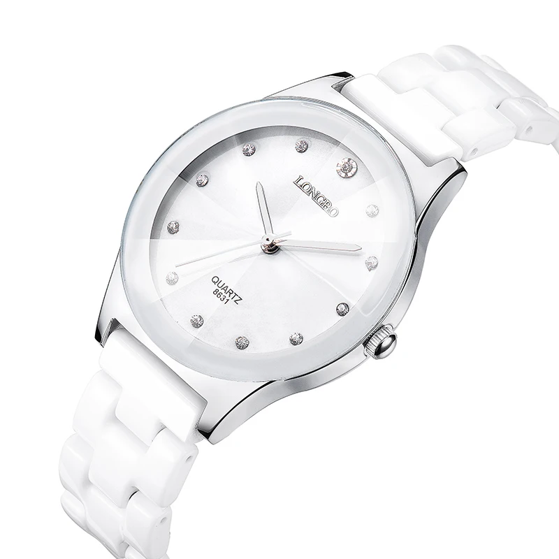 LONGBO роскошные белые керамические Мужские Женские парные Часы Кварцевые водонепроницаемые Классические наручные часы высокого качества