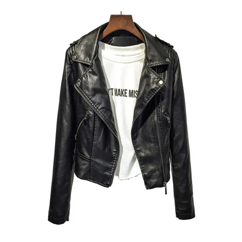 WSYORE Spring Women Biker Jacket 2019 New Autumn Casual Leather Short Jacket and Coat Women Faux PU Leather Jacket NS824