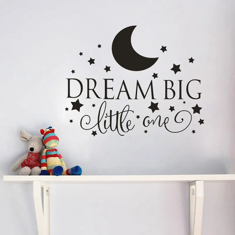 Dream Big Little One Наклейка-цитата на стену, стикер на стену детской спальни художественный декор, Детская Настенная Наклейка настенные наклейки со звездами 2632