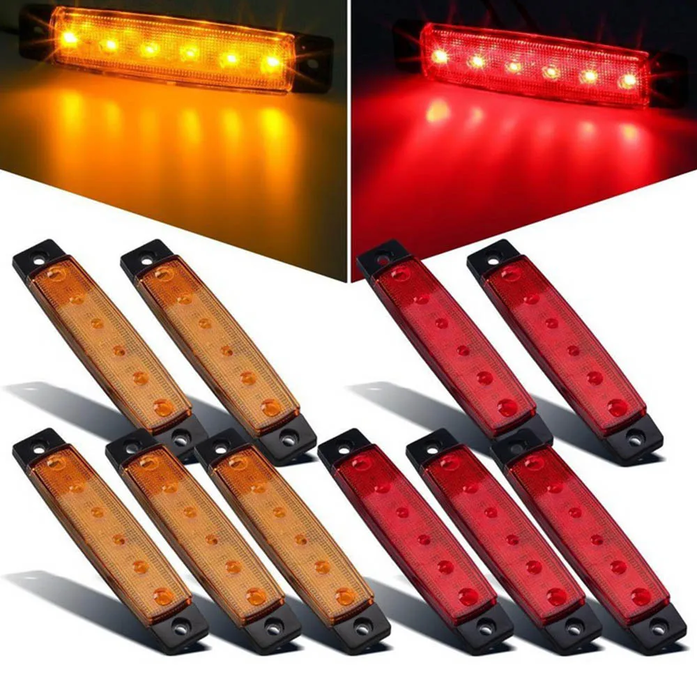 

5PCS 12 10x3.8 V 6 LED Boat Indicators Truck BUS RV Trailer Side Marker Light Lamp Blue Green Red