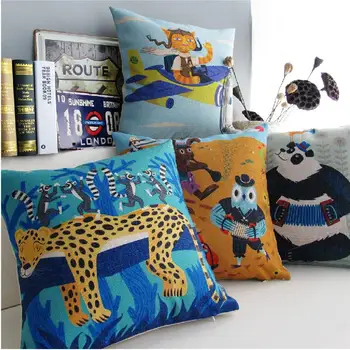 

Cute cartoon animal orchestra Rural Pillow Linen Cushion Pillow home decorate sofa cushions