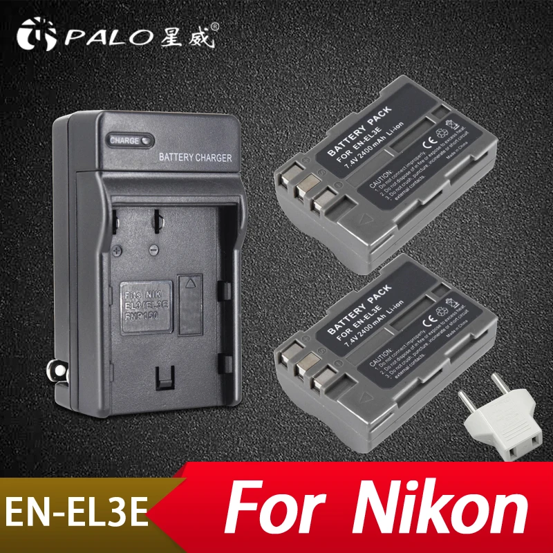 

Palo 2Pcs EN-EL3E EN EL3e ENEL3e 2400mAh Camera bateria Batteries AKKU + Charger For Nikon D30 D50 D70 D90 D70S