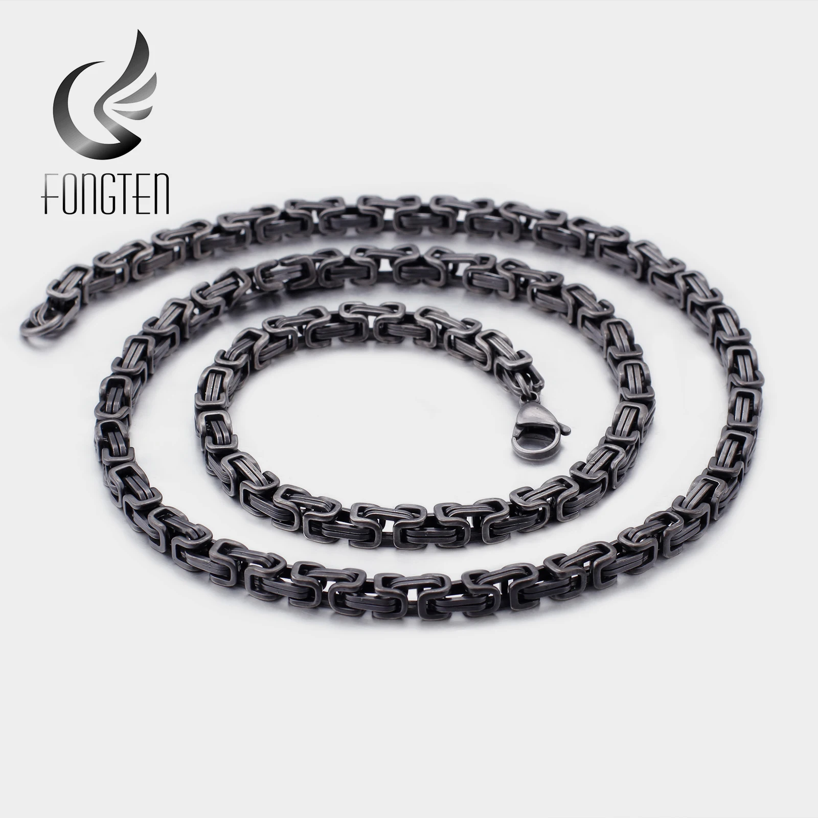 

Fongten Punk Chains Vintage Stainless Steel Hip Hop Mens Necklace Jewelry