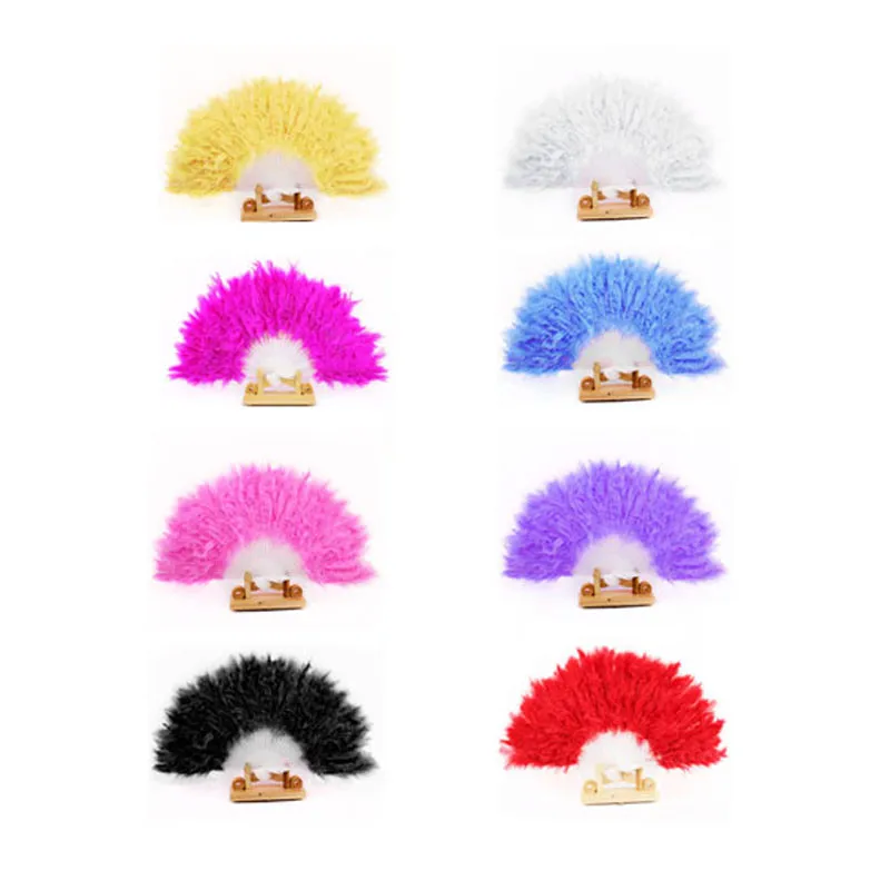 1PCS Beautiful high quality fluffy feather hand fan dance stage show props wedding party feather fan decoration abanicos de mano