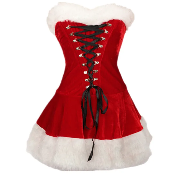 

High Quality Adults Women Red Velvet Santa Claus Costume Sexy Female Celebrate Party Show Elegant Christmas Costume