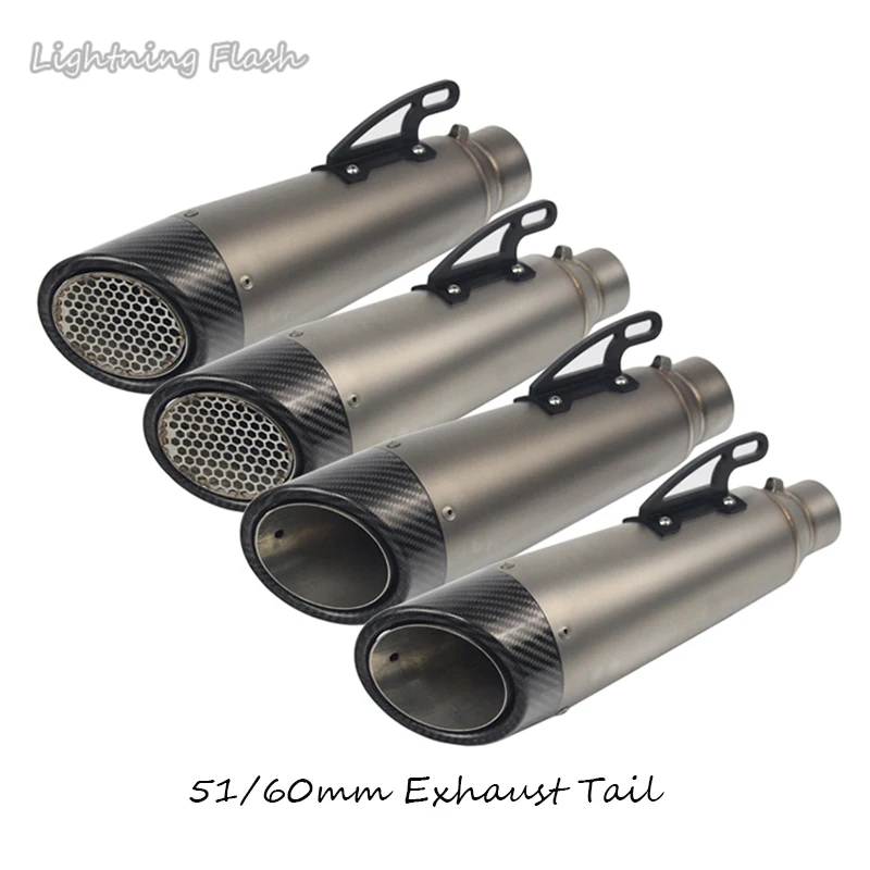 51/60MM Motorcycle System Exhaust Tip Pipe No DB Killer Stainless Steel + Carbon Fiber Motorcross Accessories Racing Escape 51/60MM Motorcycle System Exhaust Tip Pipe No DB Killer Stainless Steel + Carbon Fiber Motorcross Accessories Racing Escape