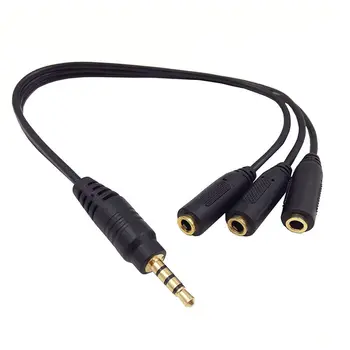 

3.5mm Stereo Audio Splitter Cable Gold Plated 3.5mm (1/8 inch) TRRS Stereo Plug Male to 3 x 1/8 inch 3.5mm Stereo Jack Female