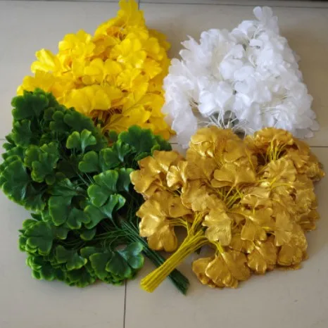 

12PCS simulation ginkgo fake leaves autumn ginkgo decorative color printing leaves wholesale